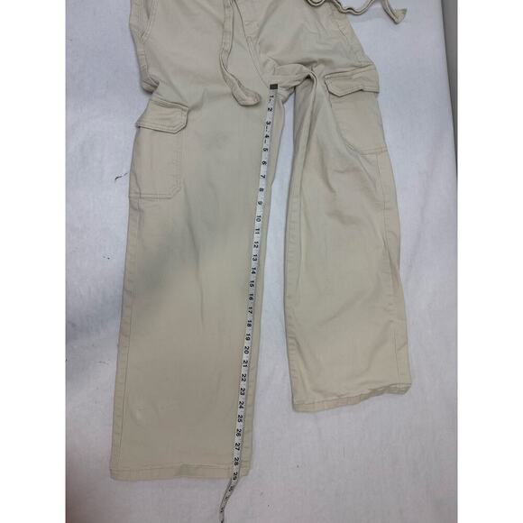 Marc New York Cargo Pants Cream Pockets Belt Cotton Grunge Wide Leg - Size 4 - Picture 2 of 10